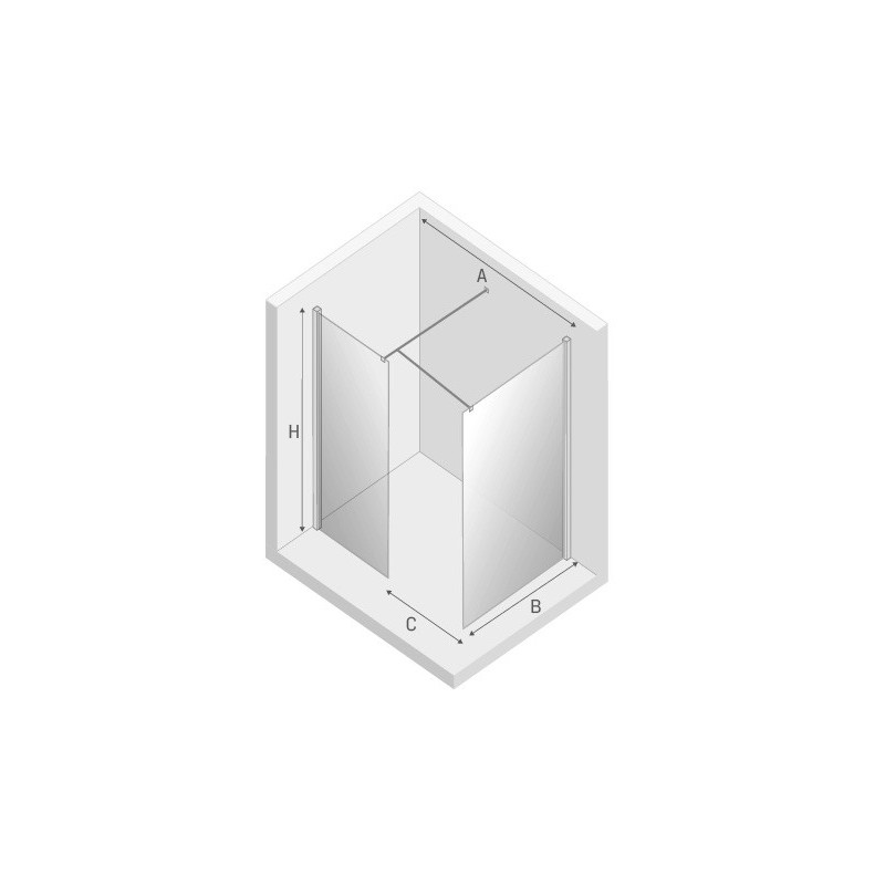 New Trendy New Modus White Kabina Walk-In 2 ścianki U 120x90x200 Przezroczyste 8mm (EXK-2291)