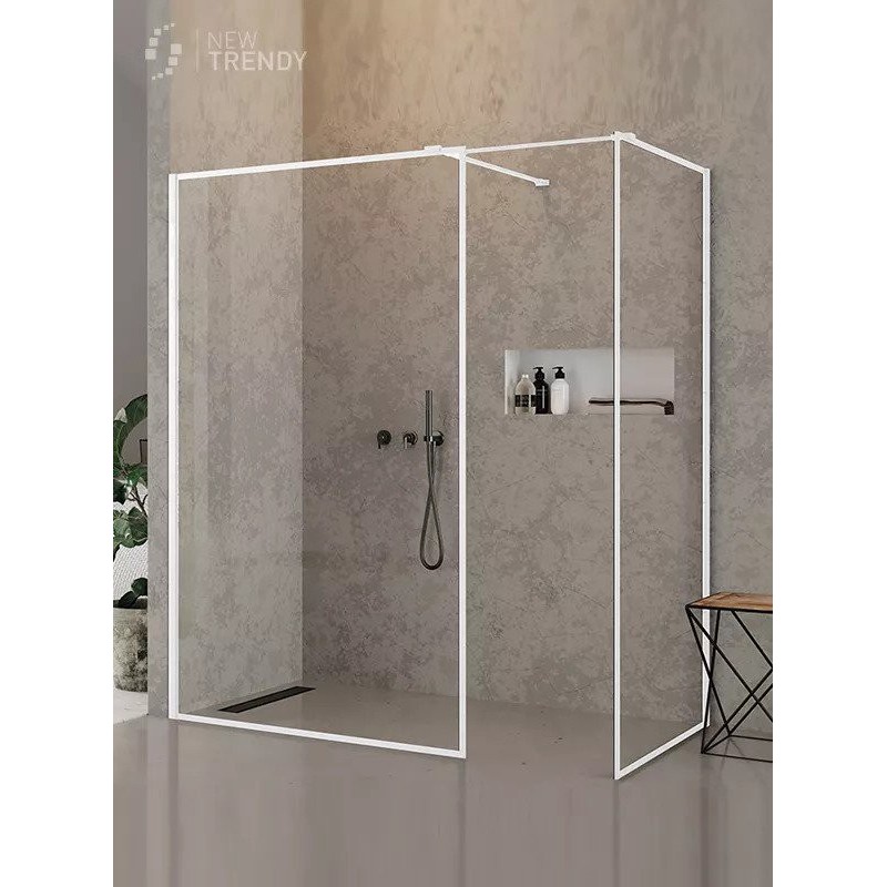 New Trendy New Modus White Kabina Walk-In 2 ścianki U 140x100x200 Przezroczyste Ramka 8mm (EXK-2323)