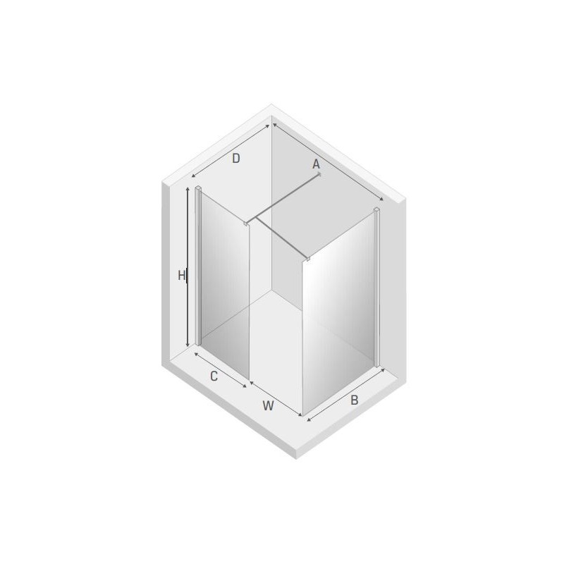 New Trendy New Modus White Kabina Walk-In 2 ścianki U 130x100x200 Przezroczyste Kratka 8mm (EXK-2305)