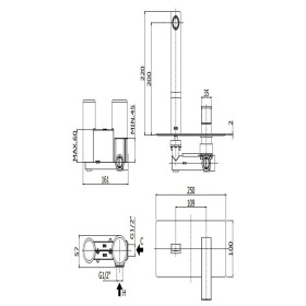 Paffoni Effe Bateria umywalkowa podtynkowa 250mm (EF106CR)