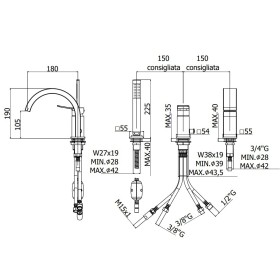 Paffoni Tilt Bateria wannowa 3-otworowa (TI040CR)