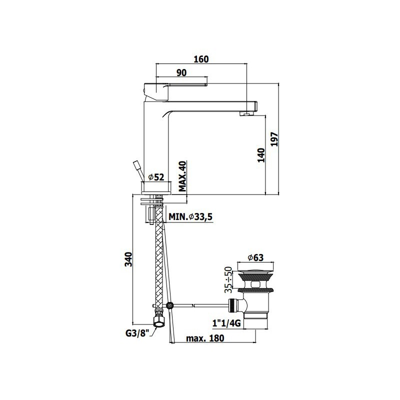 Paffoni Ringo Bateria umywalkowa podwyższona (RIN073CR)