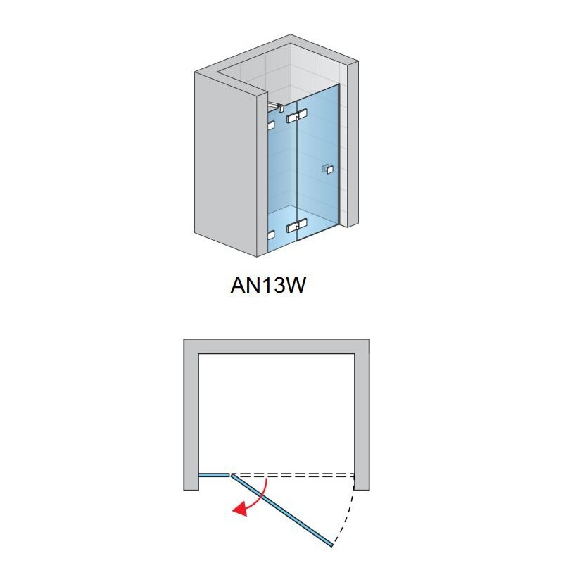 SanSwiss Annea AN13W Drzwi Lewe Jednoczęściowe Ze Ścianką Stałą W Linii Bez Profilu 90x200 cm (AN13WG09005007)