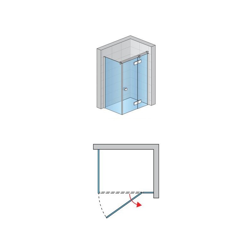 SanSwiss Annea AN13+ANT1 Kabina Prysznicowa Prawa Czarna 90x80x200 cm Szkło Przezroczyste (AN13D09000607+ANT108000607)