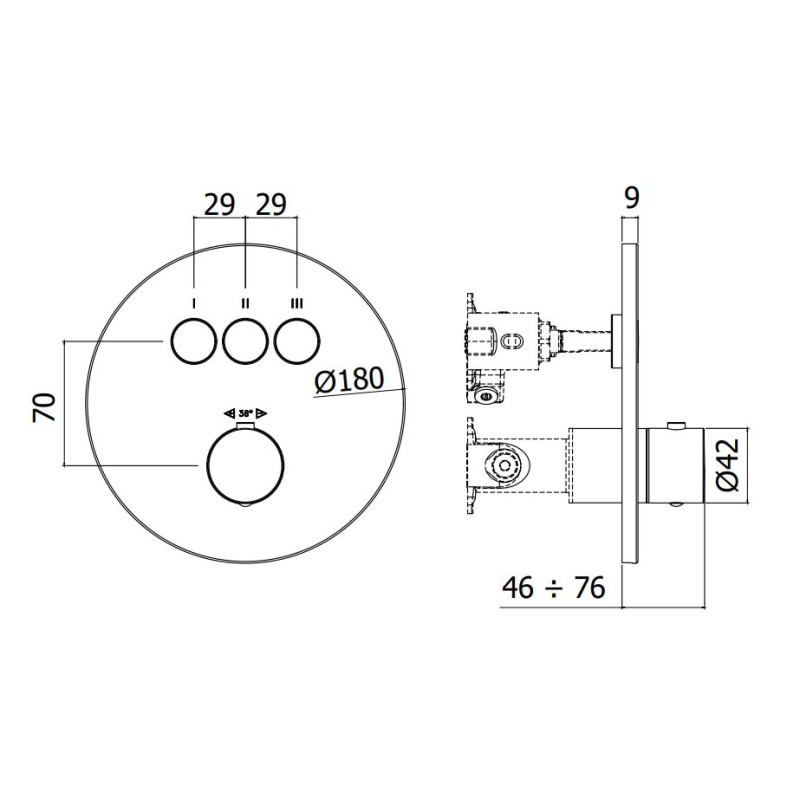 Paffoni Stick Bateria podtynkowa termostatyczna 3-drożna (CPT019CR)