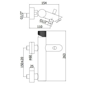Paffoni Jo Bateria wannowa ścienna (korpus) (JO022CR)