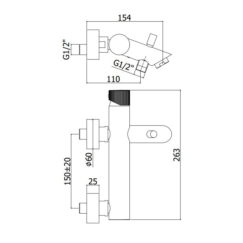 Paffoni Jo Bateria wannowa ścienna (korpus) (JO022CR)