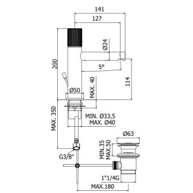 Paffoni Jo Bateria umywalkowa stojąca (z korkiem clickclack) (JO071KCR)