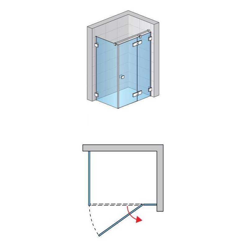 SanSwiss Annea AN13W+ANTW1 Kabina Prysznicowa Prawa Czarna 80x120x200 cm Szkło Przezroczyste (AN13WD08000607+ANTW112000607)