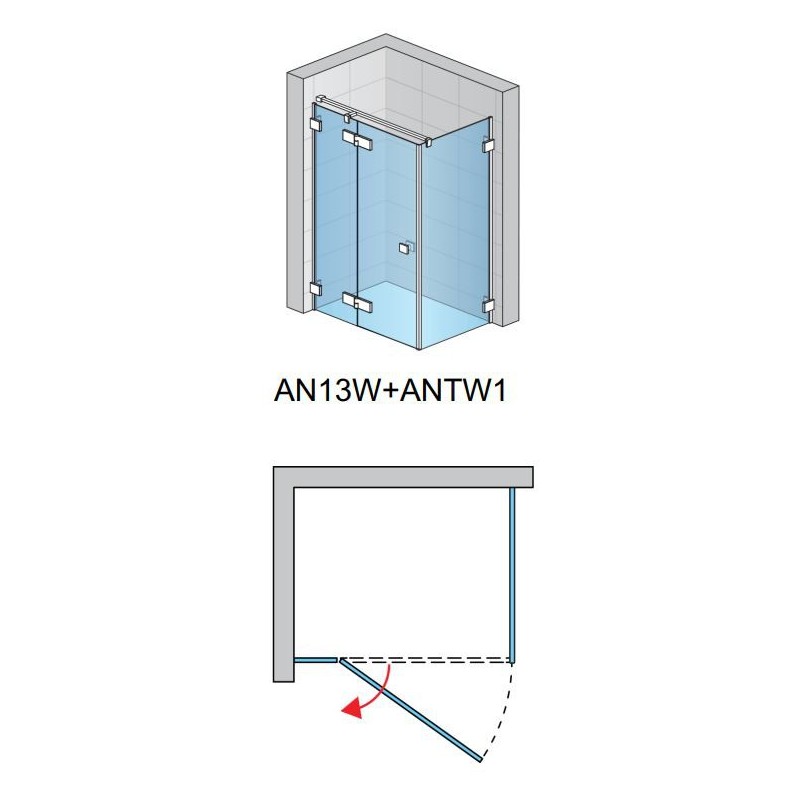 SanSwiss Annea AN13W+ANTW1 Kabina Prysznicowa Lewa Chrom 80x100x200 cm Szkło Przezroczyste (AN13WG08005007+ANTW110005007)
