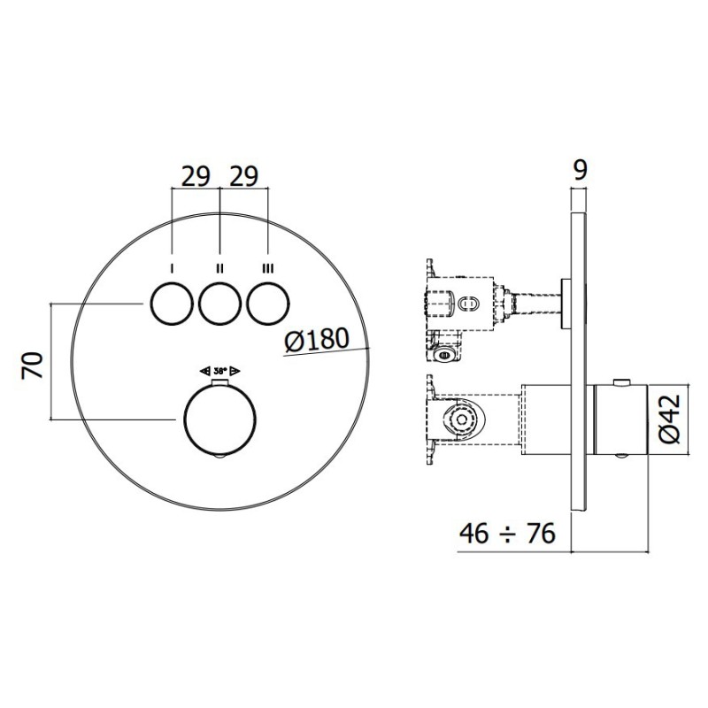 Paffoni Light Bateria podtynkowa termostatyczna 3-drożna (CPT019ST)