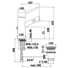 Paffoni Birillo Bateria bidetowa stojąca (z korkiem clickclack) (BI131KCR)