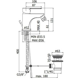 Paffoni Red Bateria bidetowa stojąca (bez korka) (RED131CR)