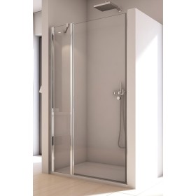 SanSwiss Solino SOL13 Drzwi Jednoczęściowe ze ścianką stałą 80x200 cm Chrom, Szkło Przezroczyste (SOL1308005007)