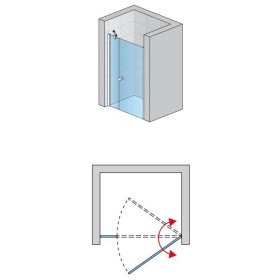 SanSwiss Solino SOL31 Drzwi Jednoczęściowe ze ścianką stałą 120x200 cm Czarne, Szkło Wzór Linie (SOL3112000688)