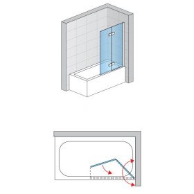 SanSwiss Solino SOLB2 Parawan Nawannowy Dwuczęściowy P Chrom 120x150 cm, Szkło Wzór Linie (SOLB2D1205088)