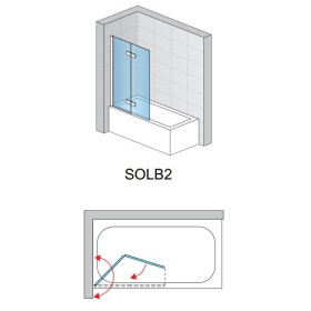 SanSwiss Solino SOLB2 Parawan Nawannowy Dwuczęściowy L Czarne 90x150 cm, Szkło screen (SOLB2G0900687)