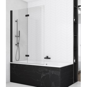 SanSwiss Solino SOLB2 Parawan Nawannowy Dwuczęściowy L Czarne 90x150 cm, Szkło screen (SOLB2G0900687)