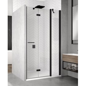 SanSwiss Solino SOLF13 Drzwi Dwuczęściowe składane P 140x200 cm Czarne, Szkło Przezroczyste (SOLF13D1400607)