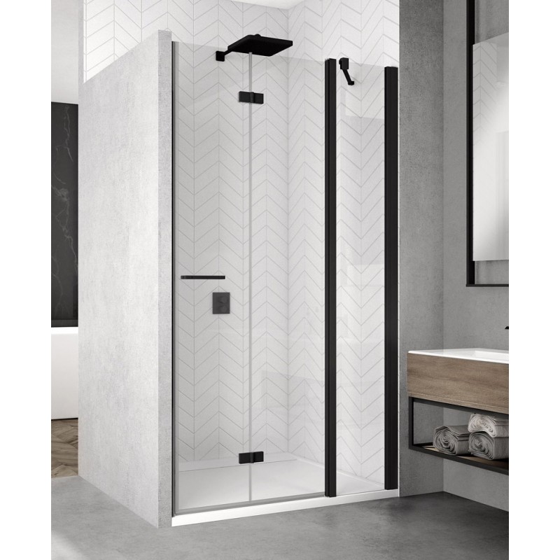 SanSwiss Solino SOLF13 Drzwi Dwuczęściowe składane P 140x200 cm Czarne, Szkło Przezroczyste (SOLF13D1400607)