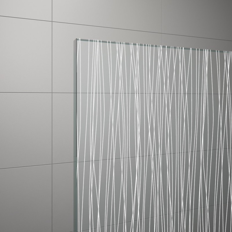 SanSwiss Solino SOLF1 Drzwi Dwuczęściowe składane P 90x200 cm Czarne, Szkło Wzór Linie (SOLF1D0900688)