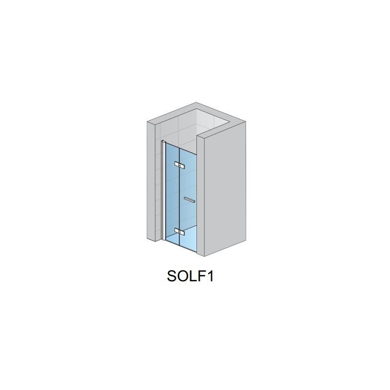 SanSwiss Solino SOLF1 Drzwi Dwuczęściowe składane L 80x200 cm Czarne, Szkło Wzór Linie (SOLF1G0800688)