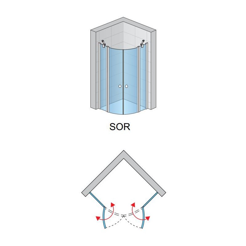 SanSwiss Solino SOR Kabina półokrągła 2D 80x80x200 cm czarne, Szkło Przezroczyste (SOR500800607)
