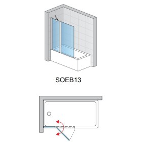 SanSwiss Solino SOLB13 Parawan dwuczęściowy Chrom 120x150 cm, Szkło Wzór Linie (SOEB131205088)