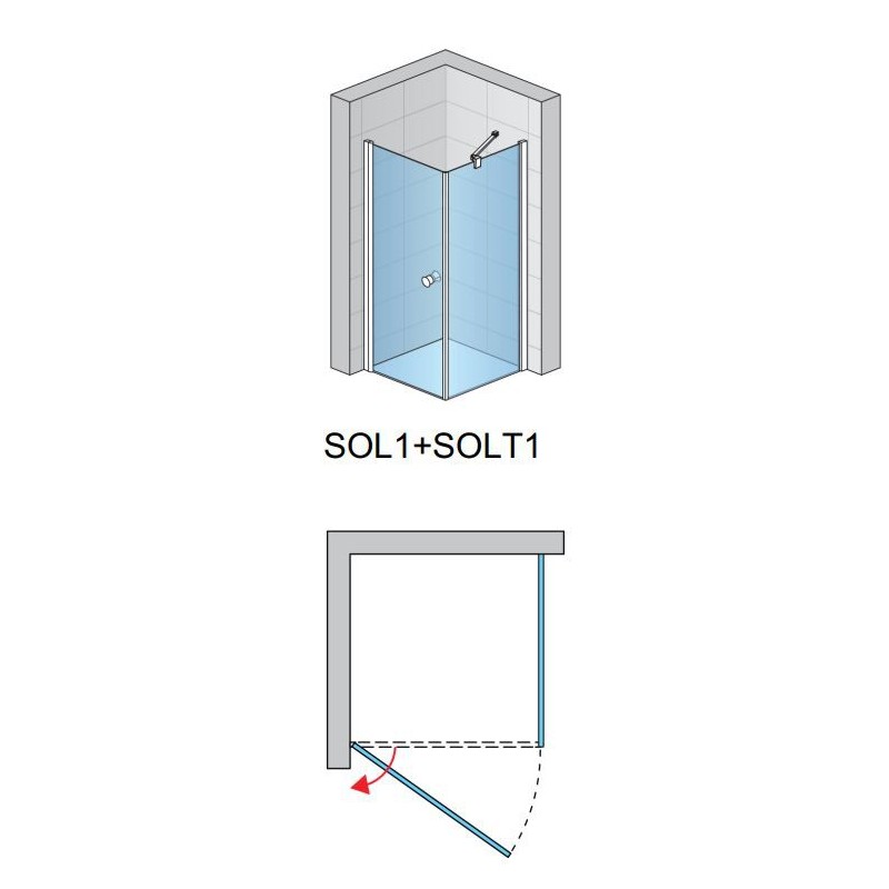 SanSwiss Solino SOL1+ SOLT1 Kabina prysznicowa 90x90x200 cm czarne, Szkło Przezroczyste (SOL109000607 + SOLT109000607)