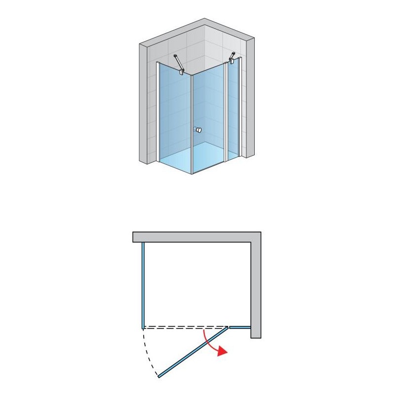 SanSwiss Solino SOL13+ SOLT1 Kabina prysznicowa ze ścianką 140x75x200 cm chrom, Szkło Przezroczyste (SOL1314005007 + SOLT1075050