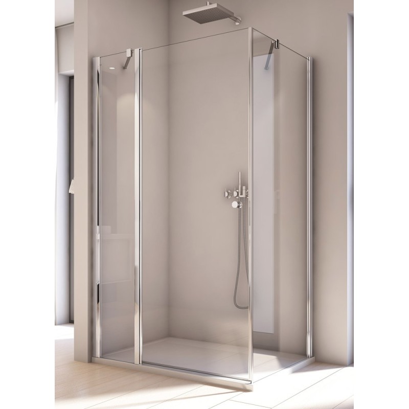 SanSwiss Solino SOL13+ SOLT1 Kabina prysznicowa ze ścianką 140x75x200 cm chrom, Szkło Przezroczyste (SOL1314005007 + SOLT1075050