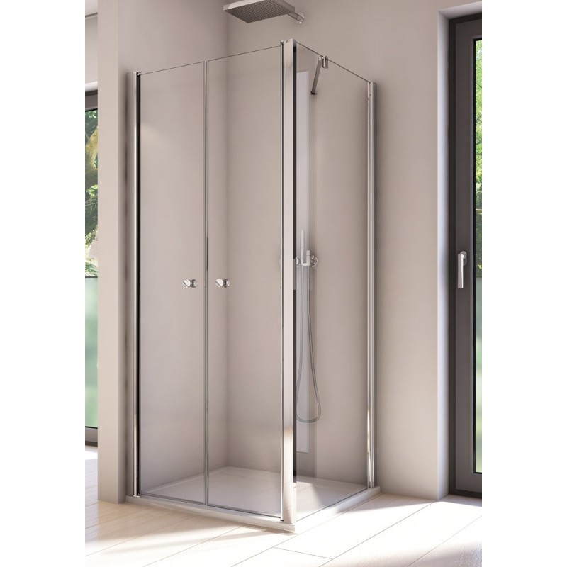 SanSwiss Solino SOL2+ SOLT2 Kabina prysznicowa 2D 75x120x200 cm chrom, Szkło Przezroczyste (SOL207505007+SOLT212005007)
