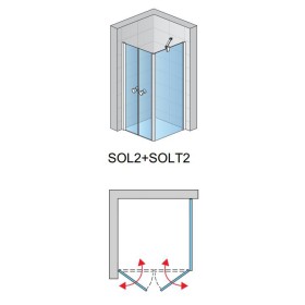 SanSwiss Solino SOL2+ SOLT2 Kabina prysznicowa 2D 90x120x200 cm chrom, Szkło Przezroczyste (SOL209005007+SOLT212005007)