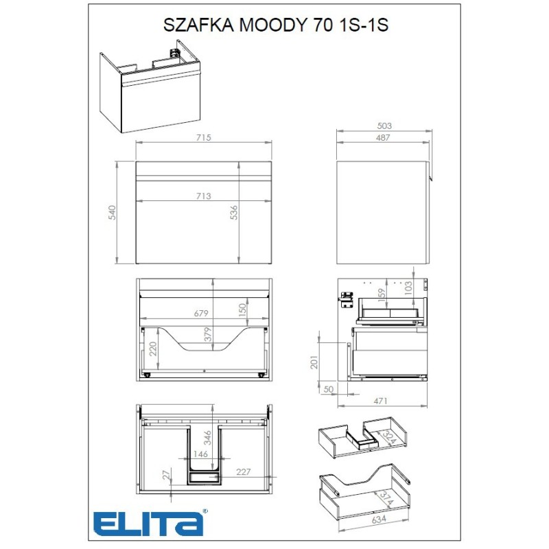 Elita Look Orzech Lincoln Szafka Pod Umywalkę 60 cm (RE010603027060)