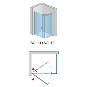 SanSwiss Solino SOL31+SOLT3 Kabina prysznicowa 140x80x200 cm czarne, Szkło Przezroczyste (SOL3114000607+SOLT308000607)