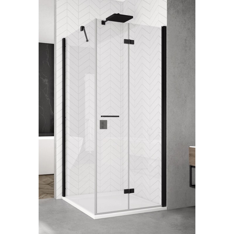 SanSwiss Solino SOLF1+SOLT1 Kabina prysznicowa P 75x120x200 cm czarne, Szkło Przezroczyste (SOLF1D0750607+SOLT112000607)