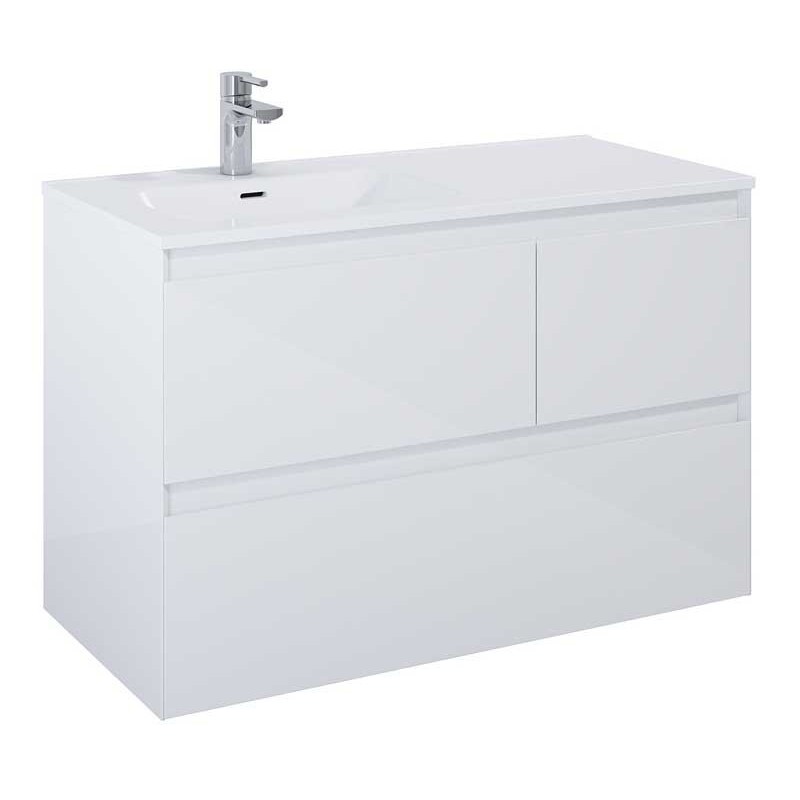 Elita Split White High Gloss Szafka Z umywalką Skappa 100 cm Lewa (RE011006158060+RE041004068060)