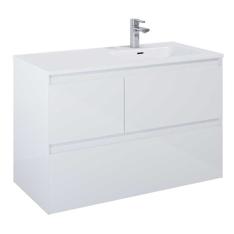 Elita Split White High Gloss Szafka Z umywalką Skappa 100 cm Prawa (RE011005158060+RE041005068060)