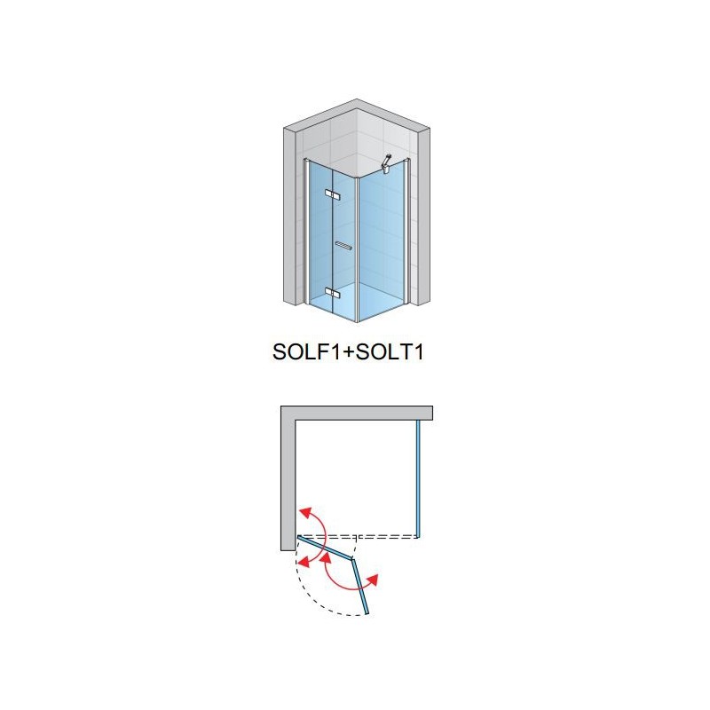 SanSwiss Solino SOLF1+SOLT1 Kabina prysznicowa L 120x80x200 cm czarne, Szkło Przezroczyste (SOLF1G1200607+SOLT108000607)