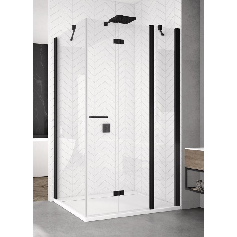 SanSwiss Solino SOLF13+SOLT1 Kabina prysznicowa P 120x90x200 cm czarne, Szkło Przezroczyste (SOLF13D1200607+SOLT109000607)