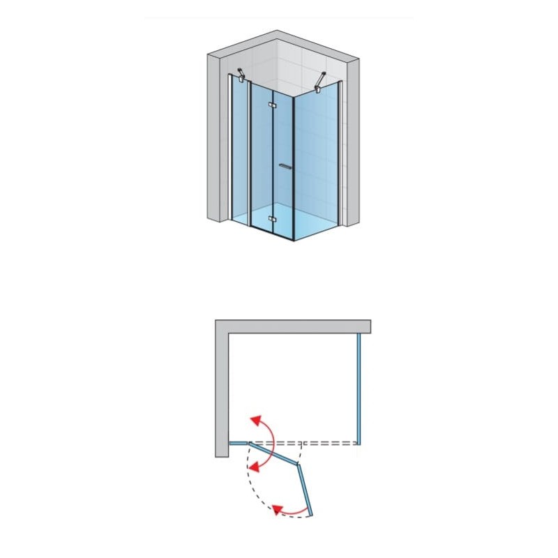 SanSwiss Solino SOLF13+SOLT1 Kabina prysznicowa L 100x90x200 cm czarne, Szkło Przezroczyste (SOLF13G1000607+SOLT109000607)