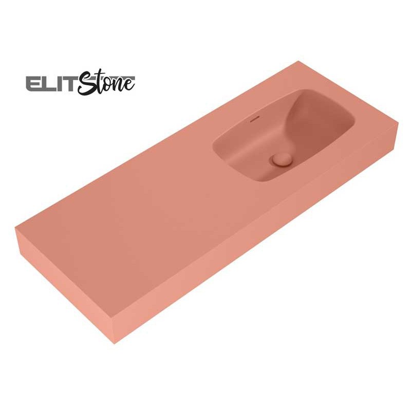 Elita Dimple Umywalka Marmur Ścienna Prawa 120 cm (60+60) MARMUR TERRA PINK MATT (RE041202026600)