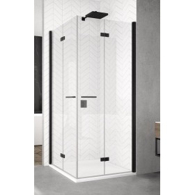 SanSwiss Solino SOLF1 G+D Kabina prysznicowa 70x70x200 cm czarne, Szkło Przezroczyste (SOLF1D0700607+SOLF1G0700607)