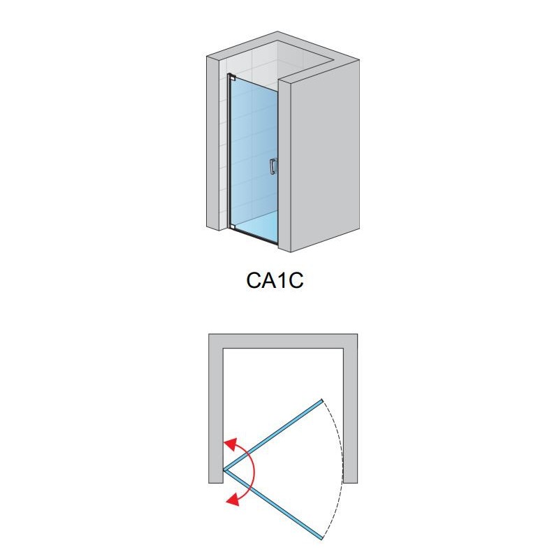 SanSwiss Cadura CA1C Drzwi Prysznicowe 75x200 cm Czarna Szkło Przezroczyste (CA1CG0750607)