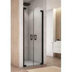 SanSwiss Cadura CA2C Drzwi Prysznicowe Podwójne 80x200 cm czarna Szkło Czyste (CA2C0800607)