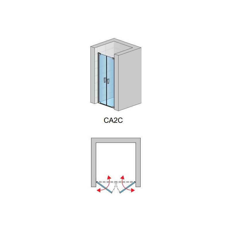 SanSwiss Cadura CA2C Drzwi Prysznicowe Podwójne 80x200 cm Białe Szkło Przezroczyste (CA2C0800907)