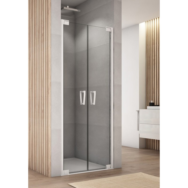 SanSwiss Cadura CA2C Drzwi Prysznicowe Podwójne 80x200 cm Białe Szkło Przezroczyste (CA2C0800907)