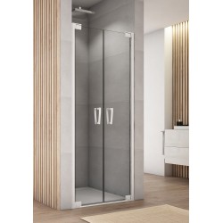 SanSwiss Cadura CA2C Drzwi Prysznicowe Podwójne 90x200 cm białe Szkło Czyste (CA2C0900907)