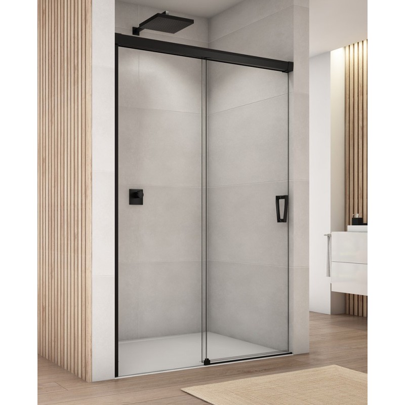 SanSwiss Cadura CAS2 Drzwi Prysznicowe 150x200 cm Czarne Szkło Przezroczyste (CAS2G1500607)