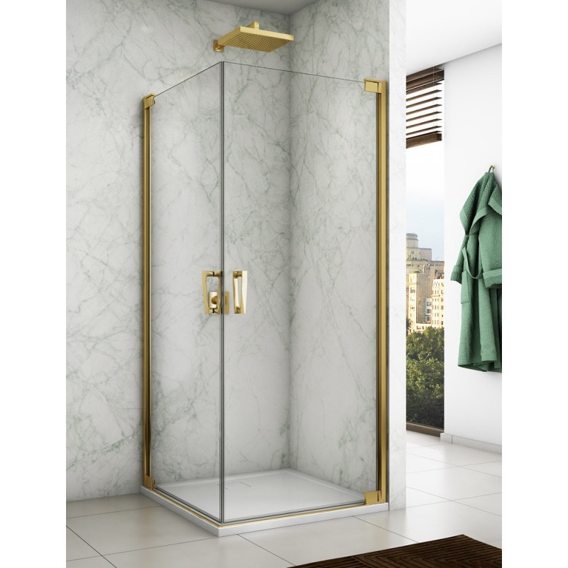 SanSwiss Cadura CA1C G+D Złota Kabina Prysznicowa 75x75 cm Szkło Przezroczyste (CA1CG0751207+CA1CD0751207)